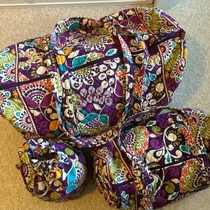 Vera Bradley Plum Crazy Travel Duffel Bag Set of 3